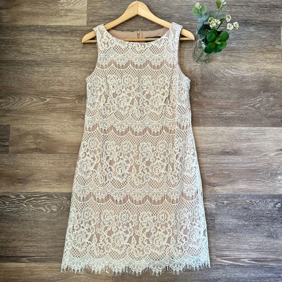 Jessica Howard Ivory Lace Overlay Sheath Dress - Picture 3 of 11